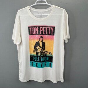 Tom Petty and the Heartbreakers Band T Shirt M 8-10 Full Moon Fever White Bling